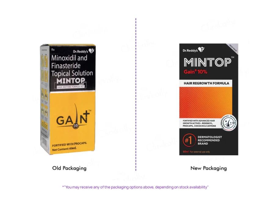 Mintop Gain+ 10 Topical - Bottle of 60ml Solution with Minoxidil and Finasteride - Skiynse Dermatologique