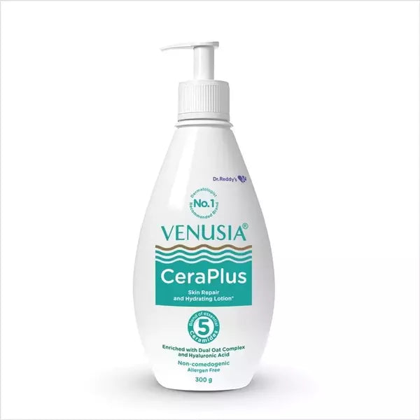 Venusia CeraPlus Moisturizing Lotion For Dry Skin - Formulated With 5 Essential Ceramides, Oat Complex, Hyaluronic Acid : Hypoallergenic and Fragrance-Free