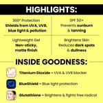 360 Block Sunscreen Gel SPF 50+ - Protects From UVA, UVB, Infra-Red Radiation (IR), Blue Light & Atmospheric Pollutants | 50g - Skiynse Dermatologique