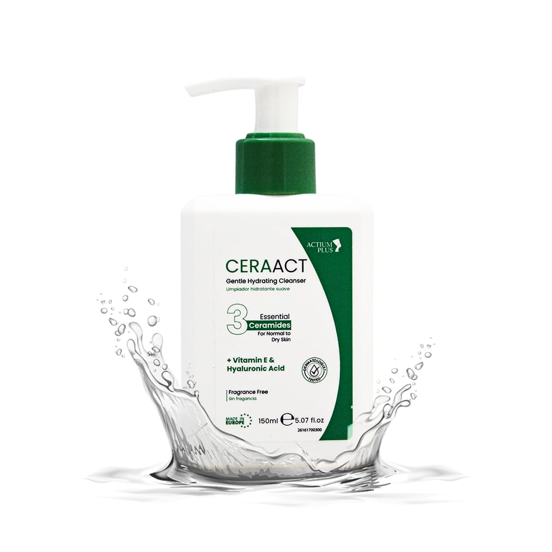 Ceraact Gentle Hydrating Cleanser For Normal To Dry Skin - Vitamin E & Hyaluronic Acid | Fragrance-Free Cleanser |150 ml