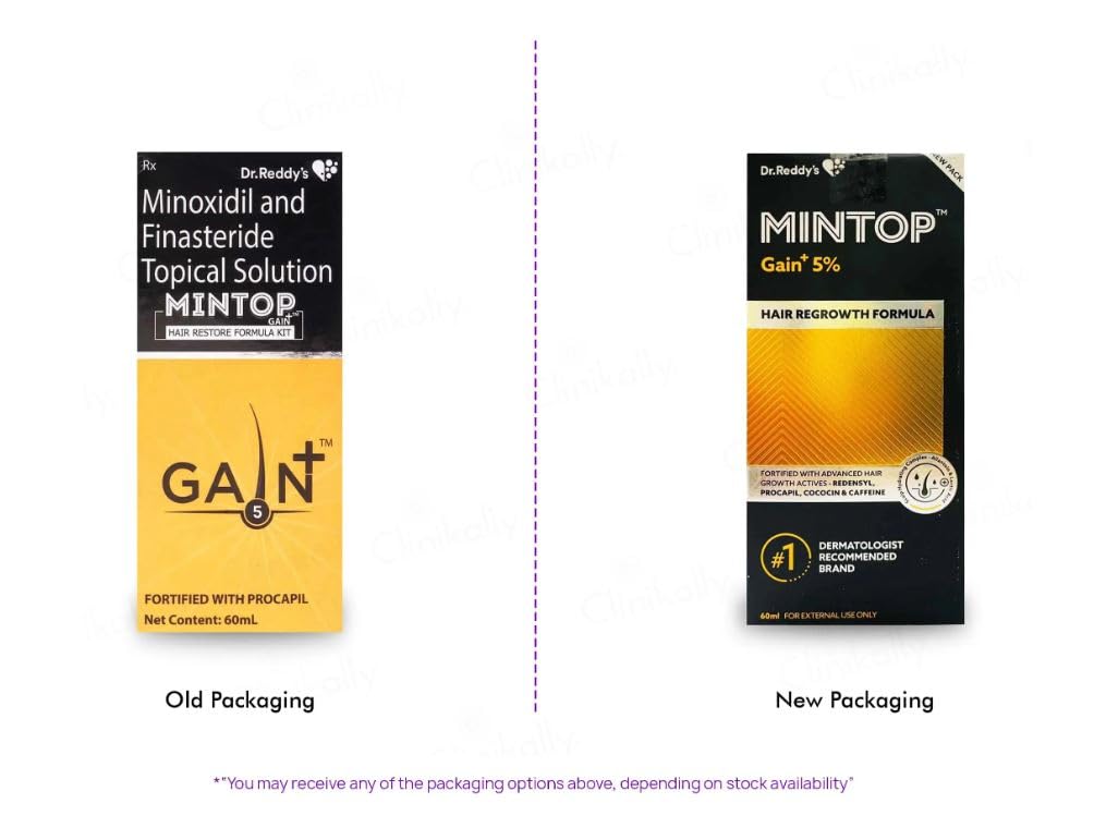 Mintop Gain+ 5 Topical - Bottle of 60ml Solution with Minoxidil and Finasteride - Skiynse Dermatologique