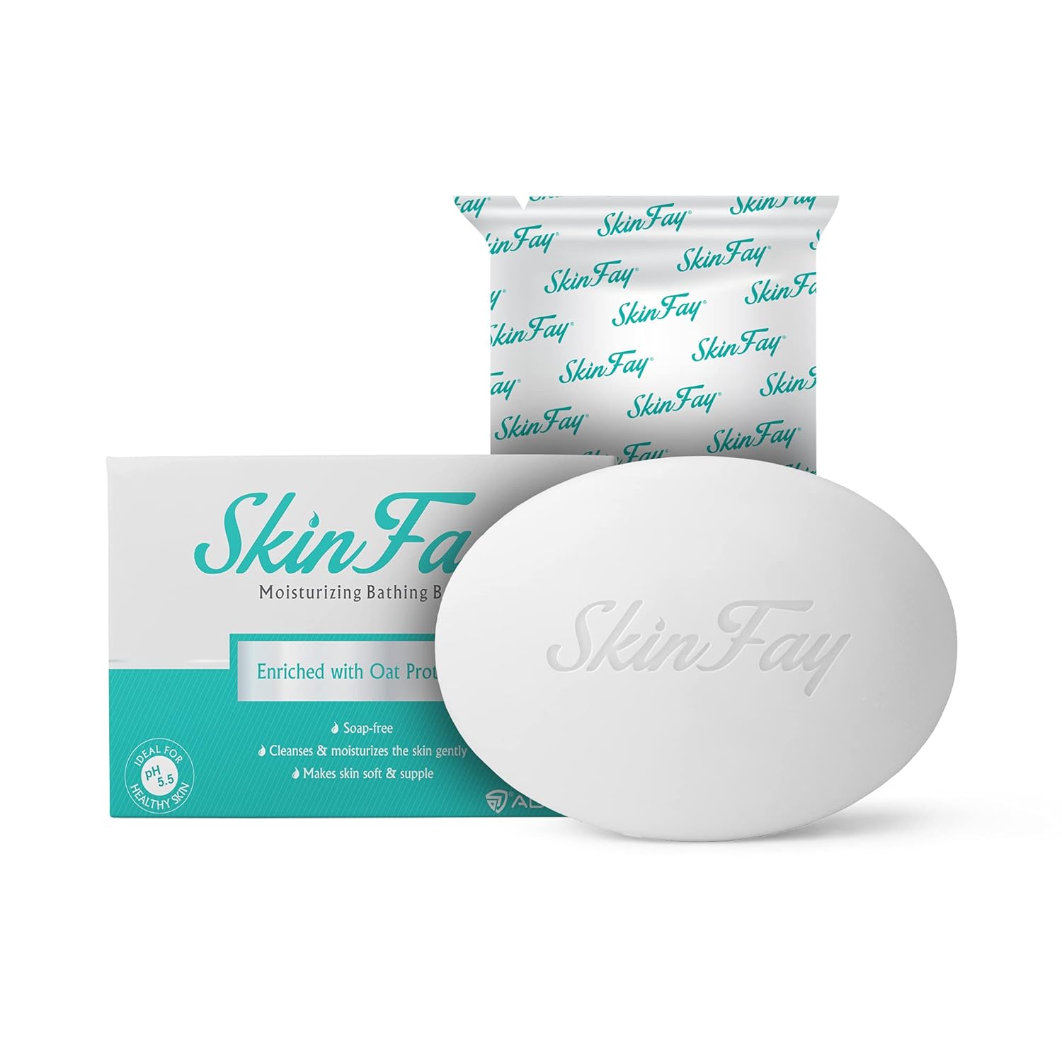 Skinfay Bathing Bar | Enriched with Oat Proteins & Aloe vera extract | Lipid Layer Enhancing Technology | Supple Skin | Mild & Gentle Soap | Soap-free | Skin-friendly | Vegetarian | 75g ( Pack of 4 )