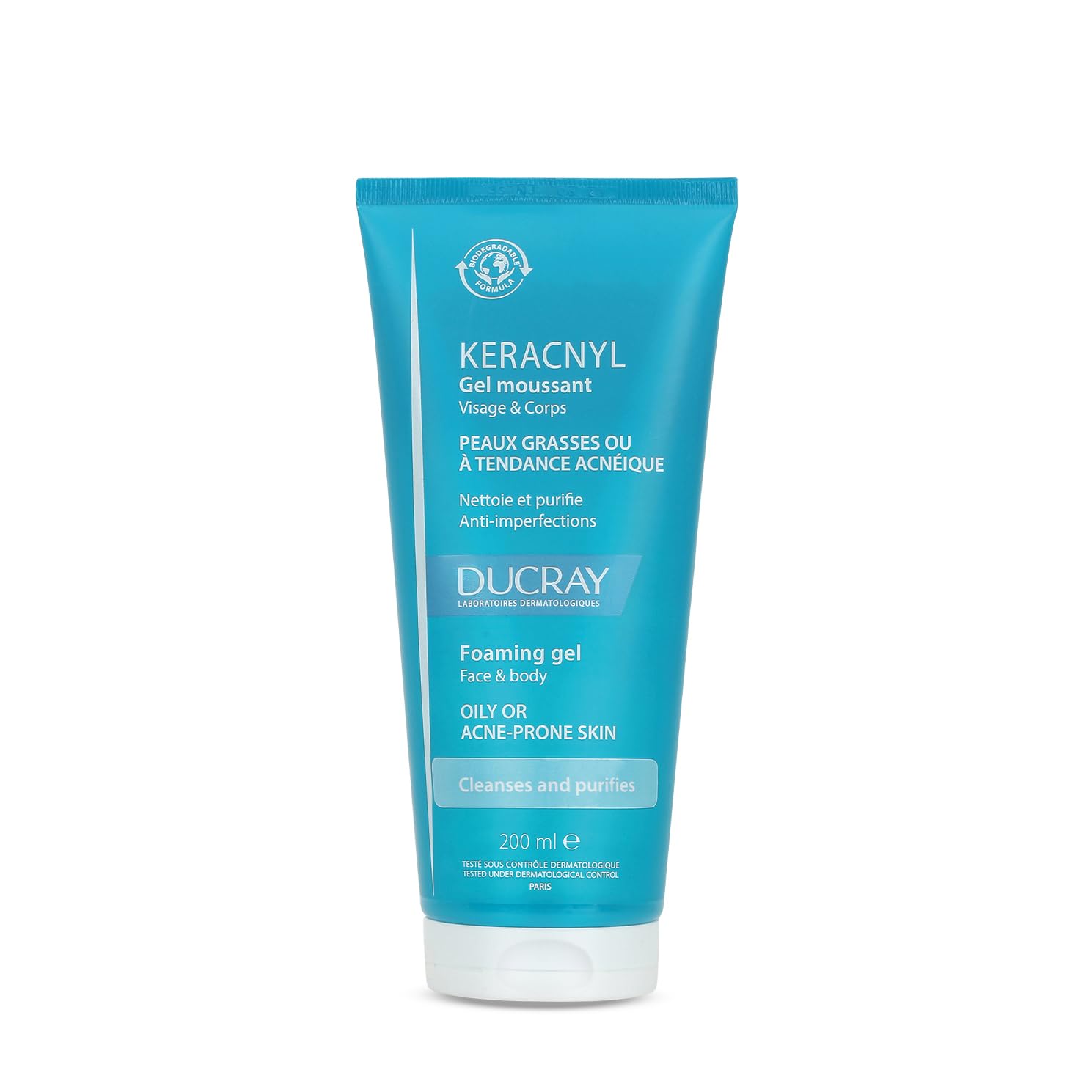 Ducray Keracnyl Foaming Gel 200ml I Facewash for Oily skin, Acne, Pimples |Gentle cleanser I for Men and Women | Reduces Imperfection in 7 days I Mattifying Effect I Dermatologically Tested - Skiynse Dermatologique