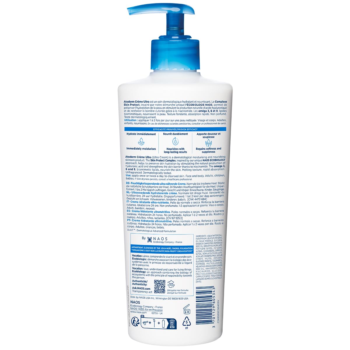 Bioderma Atoderm Creme Ultra-Nourishing - Moisturizer with Niacinamide | Boosts Hyaluronic Acid & Ceramides for Normal, Sensitive & Dry Skin for Face & Body - Skiynse Dermatologique