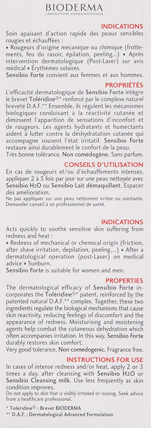 Bioderma Sensibio Forte Rapid soothing cream Sensitive Skin Redness, 40ml