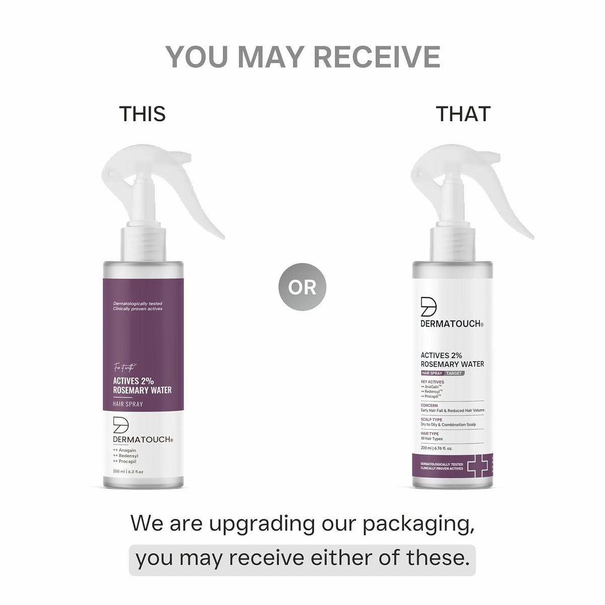 DERMATOUCH Rosemary Water Spray For Hair Growth  | Advance 2% Actives Rosemary, Redensyl, Anagain + Procapil Hair Spray Mist for Hair Fall Control, Stimulates Hair Growth, Adds Shine , Strengthens Hair - Skiynse Dermatologique