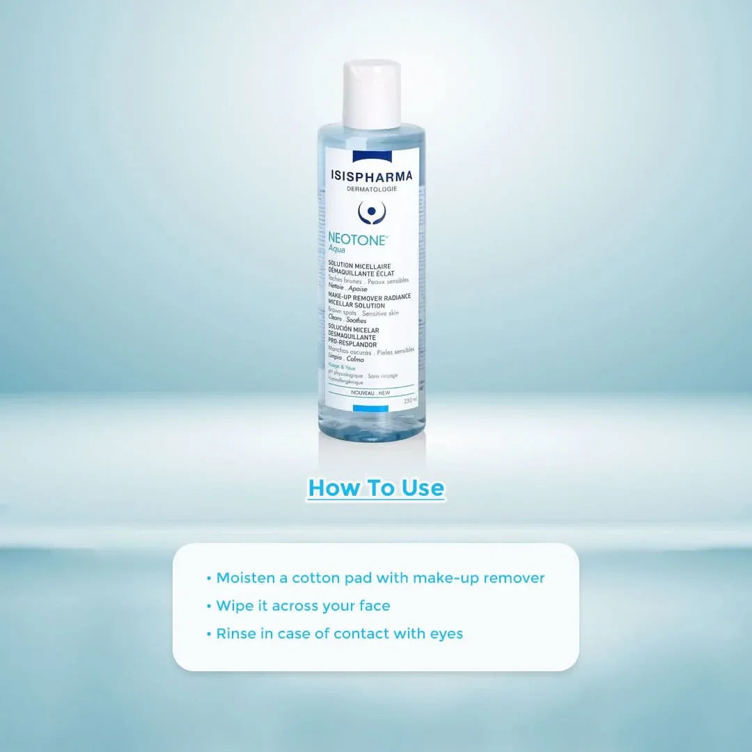Isispharma Neotone Make-Up Remover Micellar Solution, Sensitive Skin, Radiance & Brown Spot Reduction, Face & Eyes