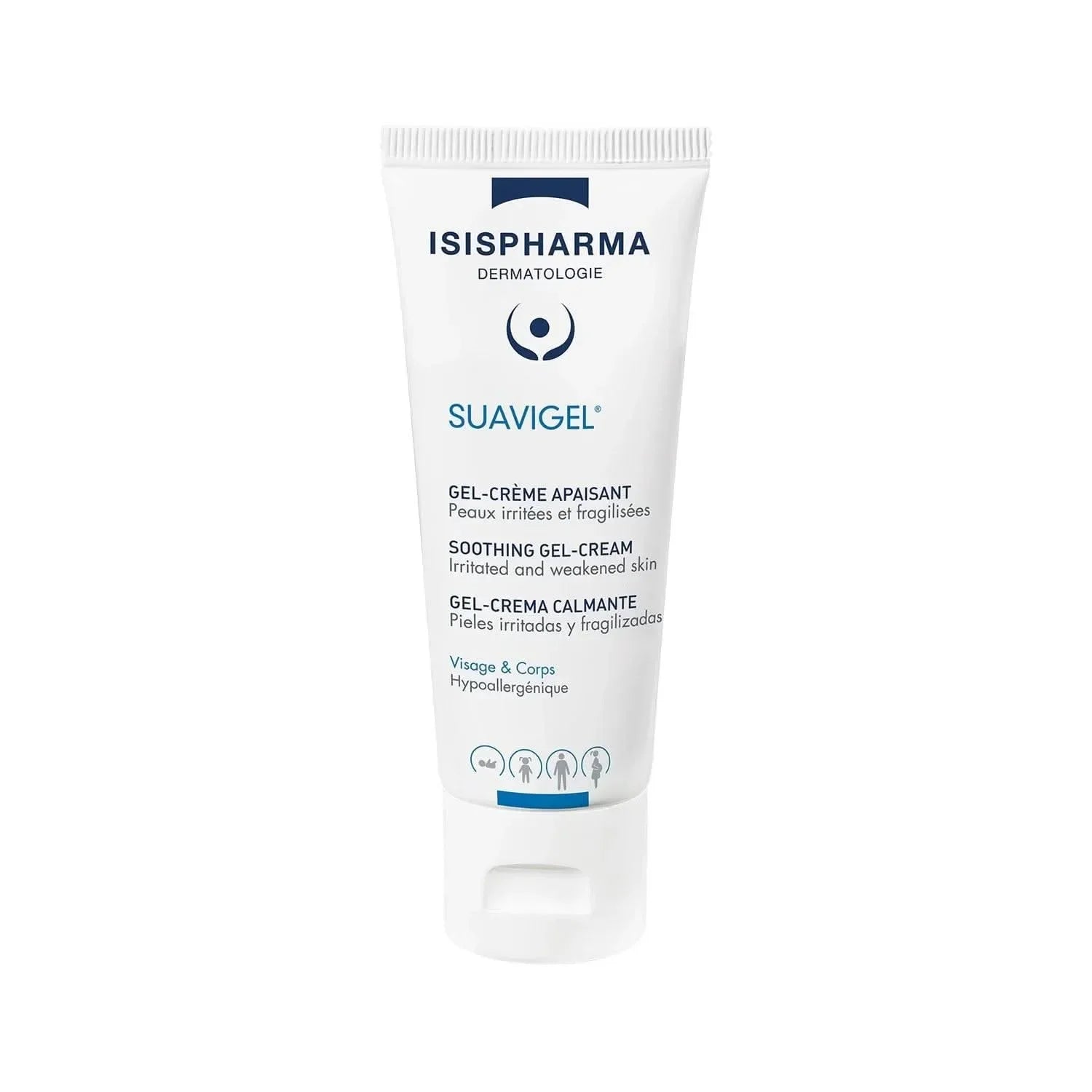 Isispharma Suavigel Soothing Gel Cream | Soothing & Repairing Moisturizer for Irritated, Sensitive, or Damaged Skin | Hypoallergenic Face and Body Care| 40ml Tube