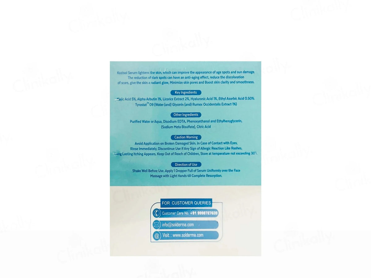 Kozisol Serum For Reduces Pigmentation and Ageing | 15 ml - Skiynse Dermatologique
