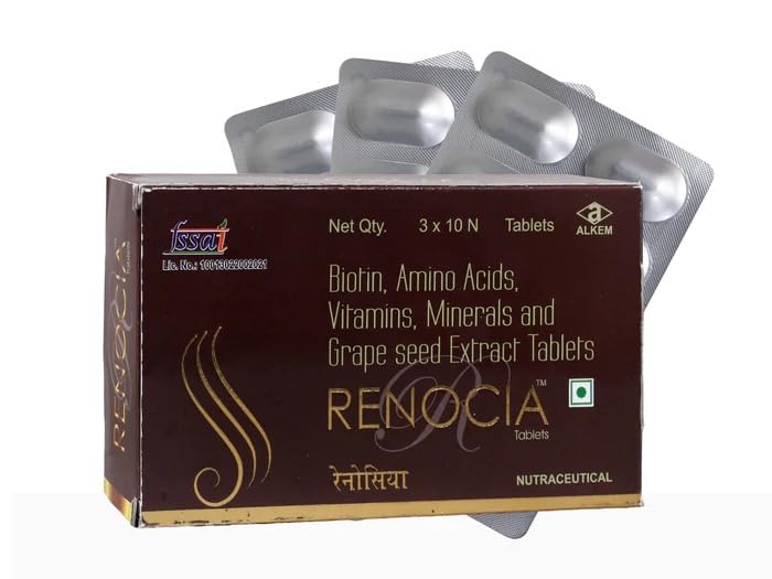 Renocia Tablet | 3 *10 Tablets  | Nourishes Hair,  Controls Hair Fall and Supports Regrowth