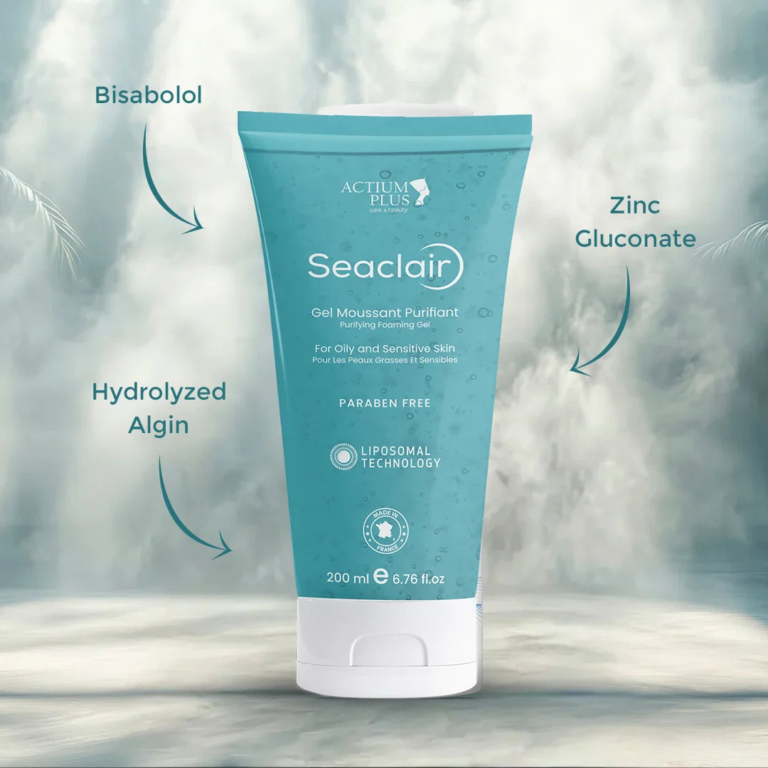 Seaclair Gel Moussant Purifiant, Purifying Foaming Gel for Oily and Sensitive Skin | Paraben-Free Cleanser | 200 ml