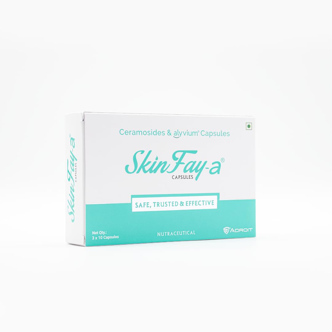 Skinfay- A Capsule combination of ceramoside & alyvium | For Inflammation | Improves skin moisturization | Alyvium 300mg | Ceramosides 35mg ( 30 Tablets ) - Skiynse Dermatologique