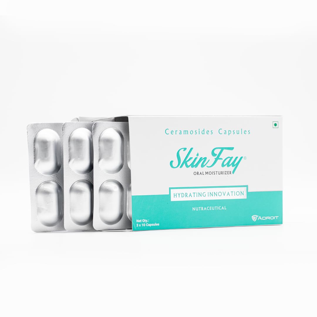 Skinfay- A Capsule combination of ceramoside & alyvium | For Inflammation | Improves skin moisturization | Alyvium 300mg | Ceramosides 35mg ( 30 Tablets ) - Skiynse Dermatologique