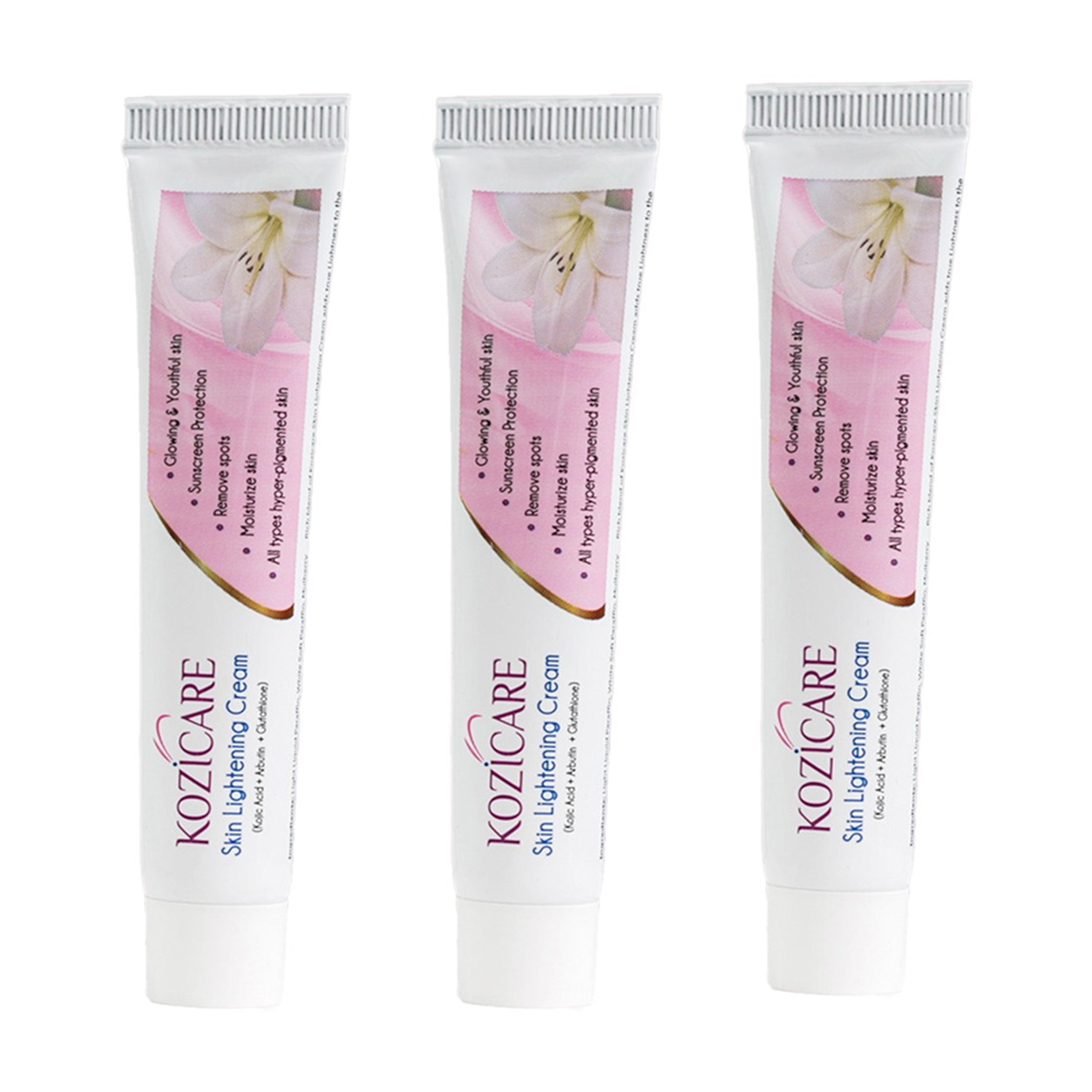 Kozicare Kojic Acid Cream, Glutathione Cream with Niacinamide | Face Cream For Glowing Skin | Dark Spot & Tan Removal Cream | Face Cream for Men & Women | Lightweight & Non Greasy - 15 Gm (Pack of 3)